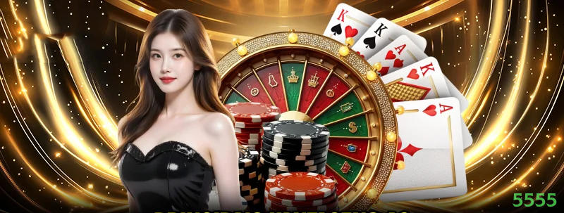 Imagem promocional do cassino online da 5555 mostrando jogos ao vivo